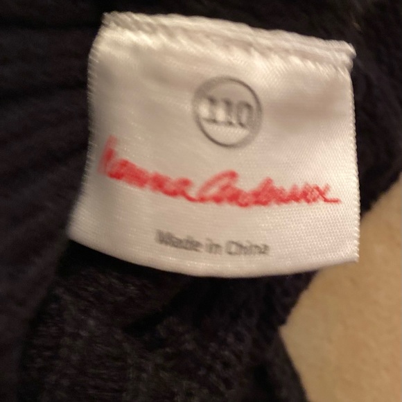 Hanna Andersson black sweater w/bright color flowers & stripes and hood - Picture 2 of 8